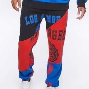 F21 men’s sweats L.A print multi clr: blk/red/blue
